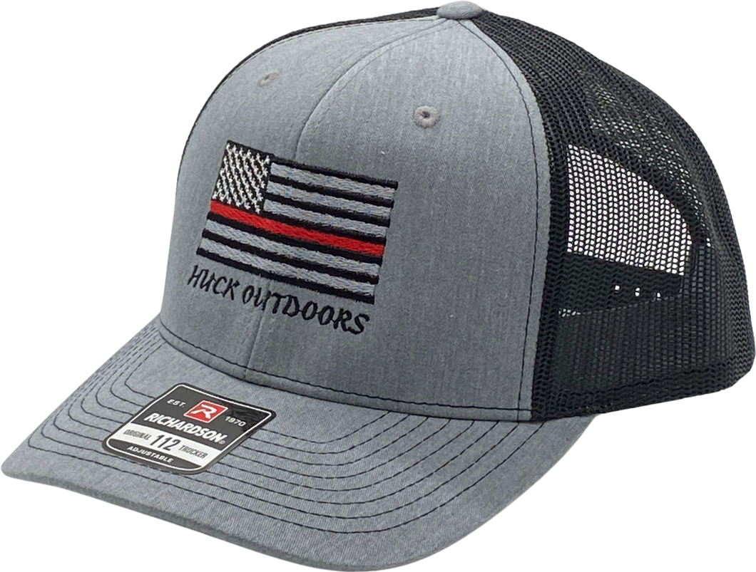 American Flag Honor Hat - Red Line - Snapback